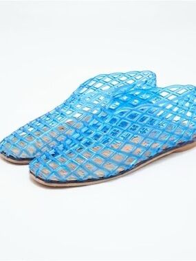 Flat Shoe Women blue Jelly Mesh Ballet Flats Clear Hollowed out Ballet
